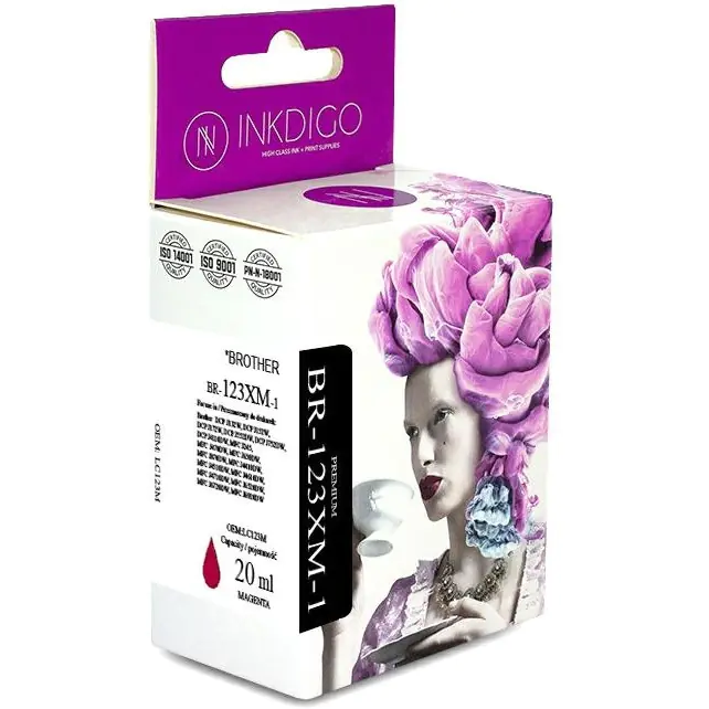 ⁨Ink cartridge INKDIGO (BR-123XM-1) magenta 20ml compatible BROTHER (LC123M)⁩ at Wasserman.eu