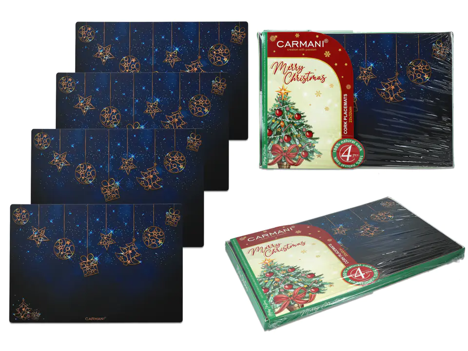 ⁨Set of 4 cork plate pads - Christmas (CARMANI)⁩ at Wasserman.eu