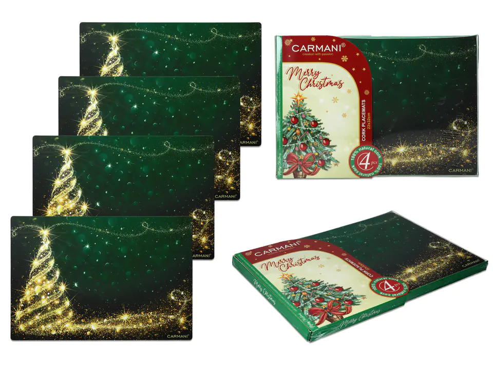 ⁨Set of 4 cork plate pads - Christmas (CARMANI)⁩ at Wasserman.eu
