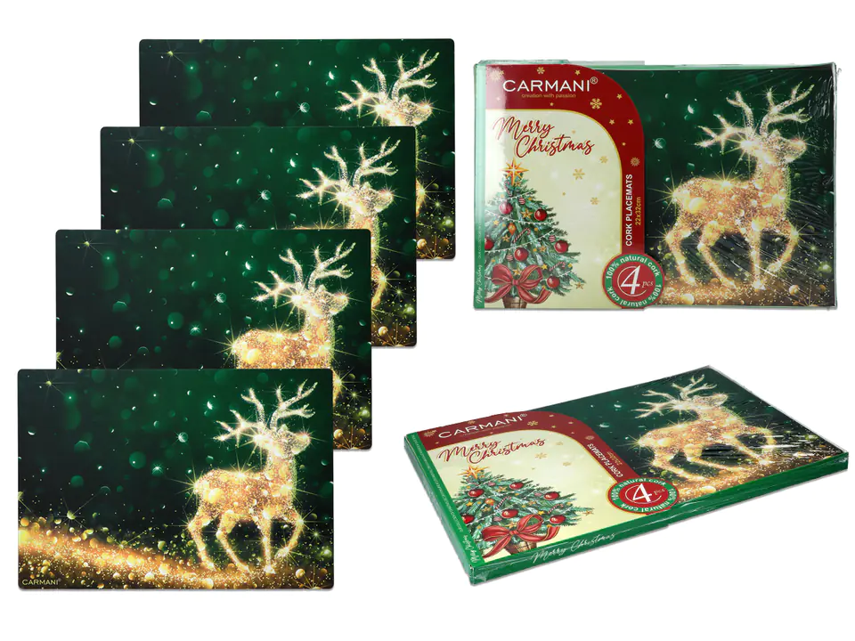 ⁨Set of 4 cork plate pads - Christmas (CARMANI)⁩ at Wasserman.eu