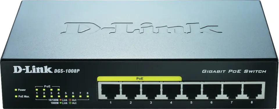 Przełącznik D-LINK DGS-1008P 8x 1 GbE w sklepie Wasserman.eu
