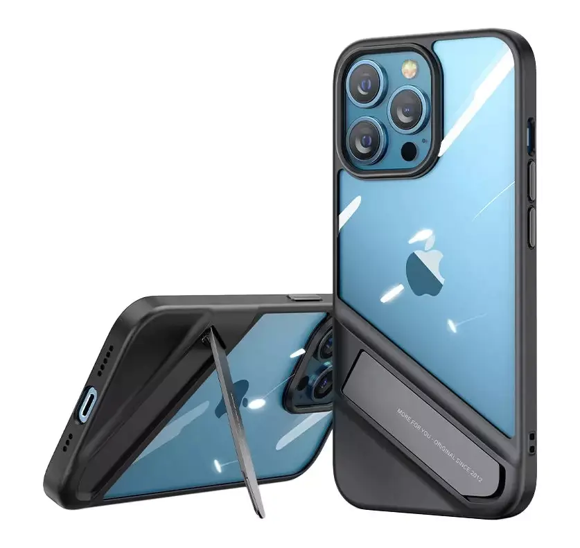 ⁨Ugreen Fusion Kickstand Case sztywne etui z żelową ramką i podstawką do iPhone 13 Pro czarny (90153)⁩ w sklepie Wasserman.eu