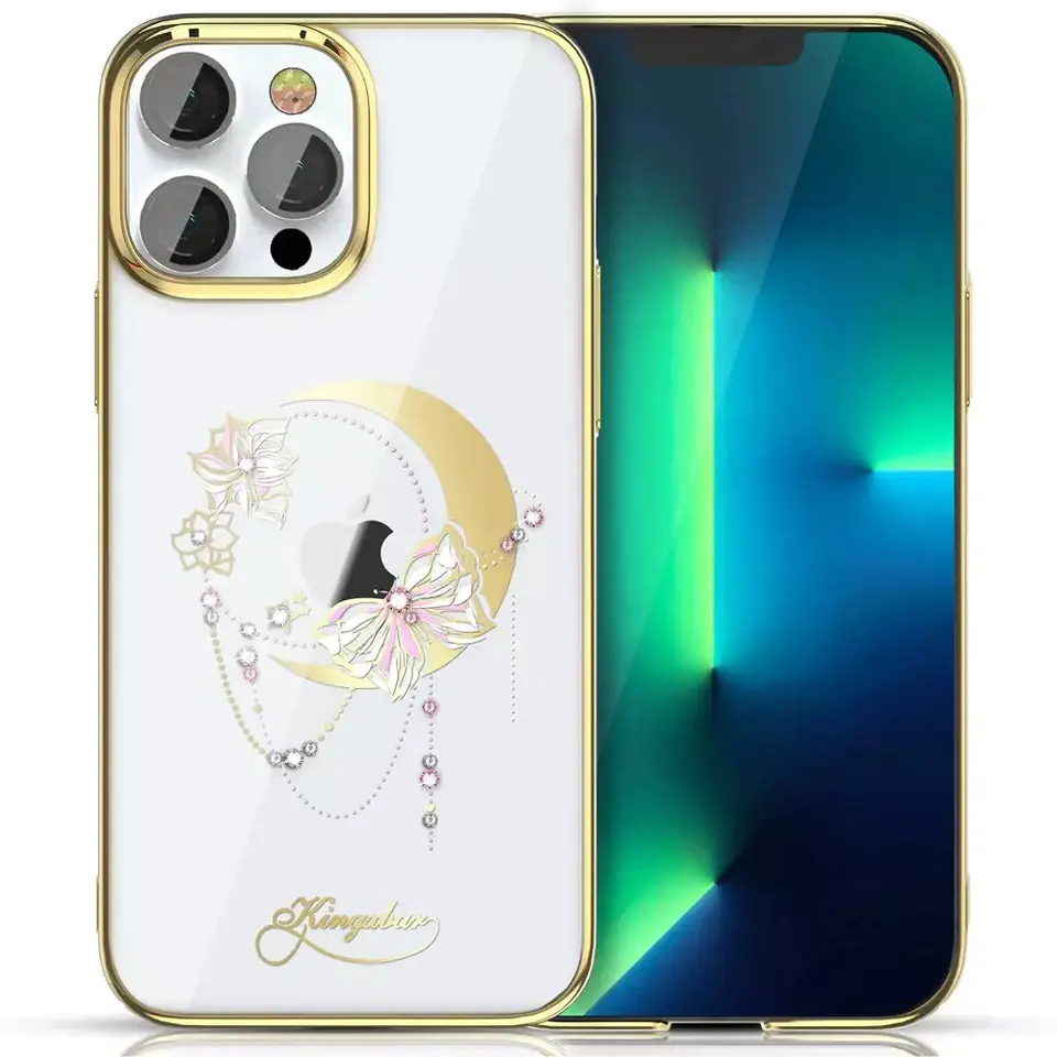 ⁨Kingxbar Moon Series luksusowe etui z Kryształami Swarovskiego na iPhone 13 Pro złoty (Butterfly)⁩ w sklepie Wasserman.eu