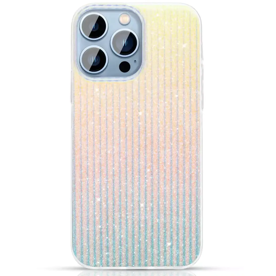 ⁨Kingxbar Travel Series luksusowe eleganckie etui na iPhone 13 Pro niebiesko-pomarańczowy (Clouds)⁩ w sklepie Wasserman.eu