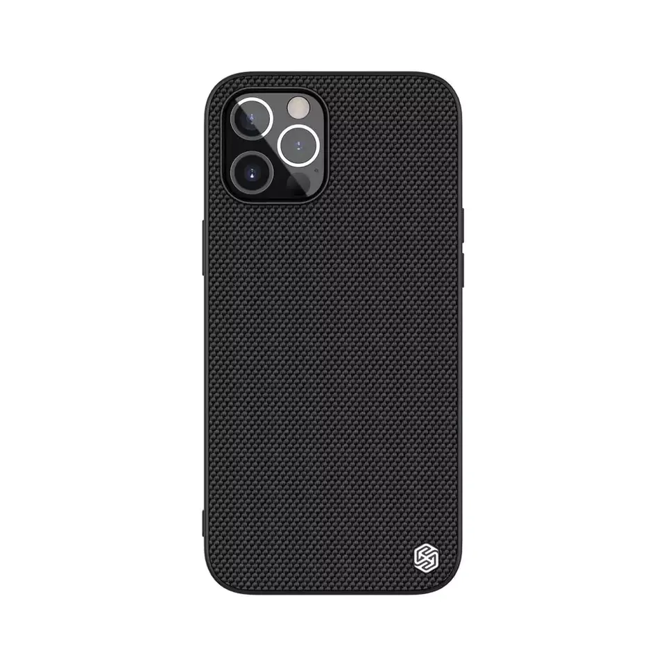 ⁨Nillkin Textured Case wytrzymałe wzmocnione etui z żelową ramką i nylonem na tyle iPhone 12 Pro Max czarny⁩ w sklepie Wasserman.eu