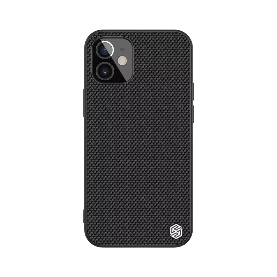 ⁨Nillkin Textured Case wytrzymałe wzmocnione etui z żelową ramką i nylonem na tyle iPhone 12 mini czarny⁩ w sklepie Wasserman.eu