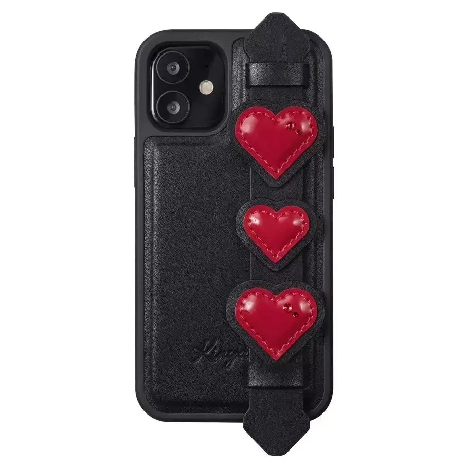 ⁨Kingxbar Sweet Series żelowe etui ozdobione oryginalnymi Kryształami Swarovskiego z podstawką iPhone 12 mini czarny⁩ w sklepie Wasserman.eu