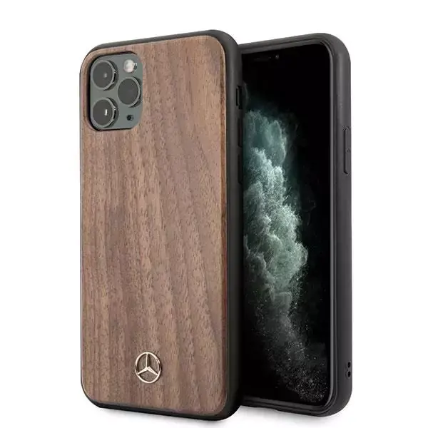 ⁨Mercedes MEHCN65VWOLB iPhone 11 Pro Max hard case brown/brown Wood Line Walnut⁩ at Wasserman.eu