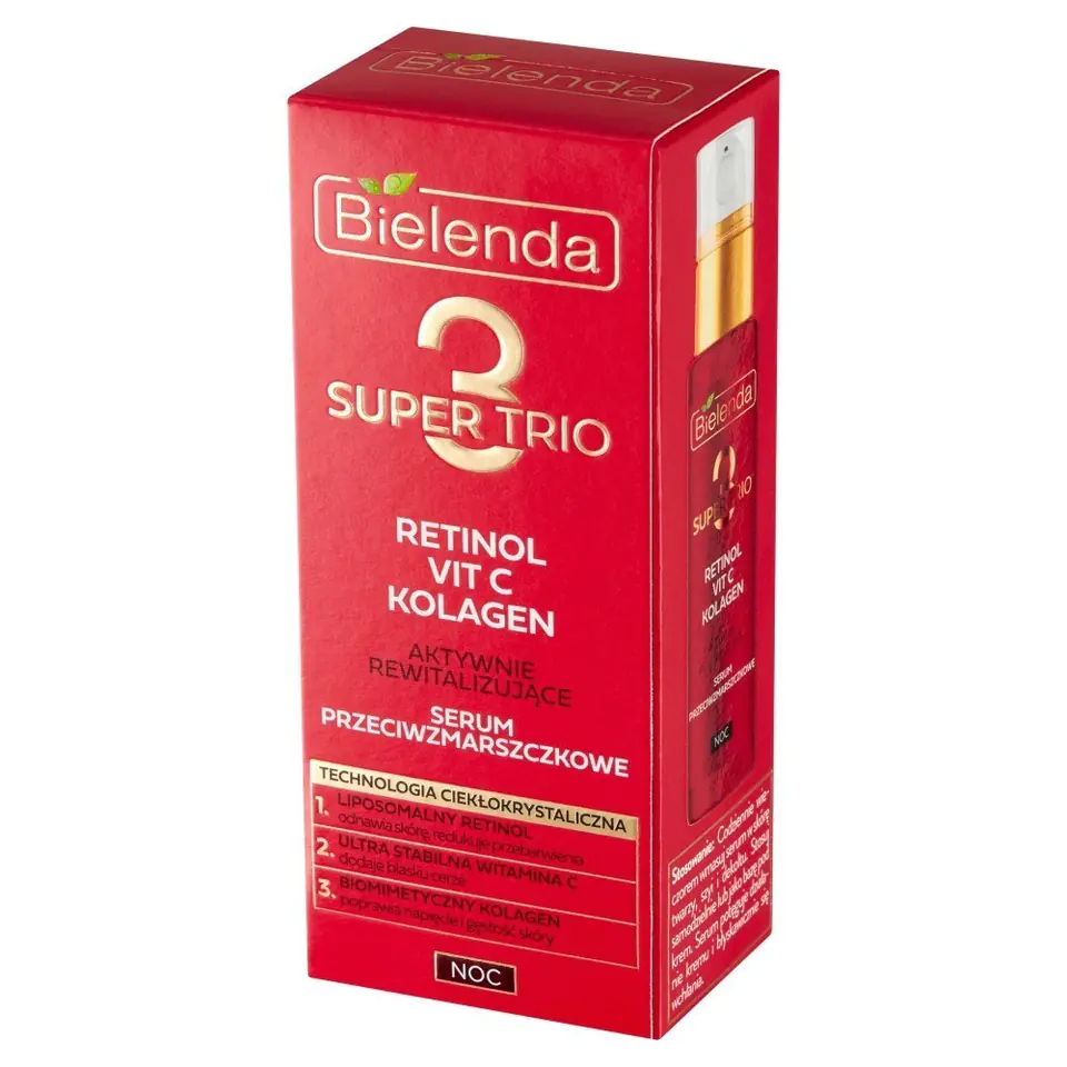 ⁨Bielenda Super Trio Aktywnie Rewitalizujące Serum przeciwzmarszczkowe na noc 30ml⁩ w sklepie Wasserman.eu