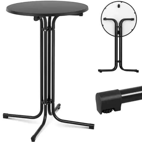 ⁨Table bar table round high folding diameter. 70 cm high 110 cm black⁩ at Wasserman.eu