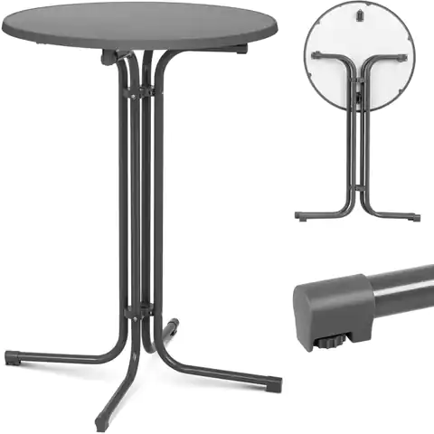 ⁨Table bar table round high folding diameter. 80 cm high 110 cm black⁩ at Wasserman.eu