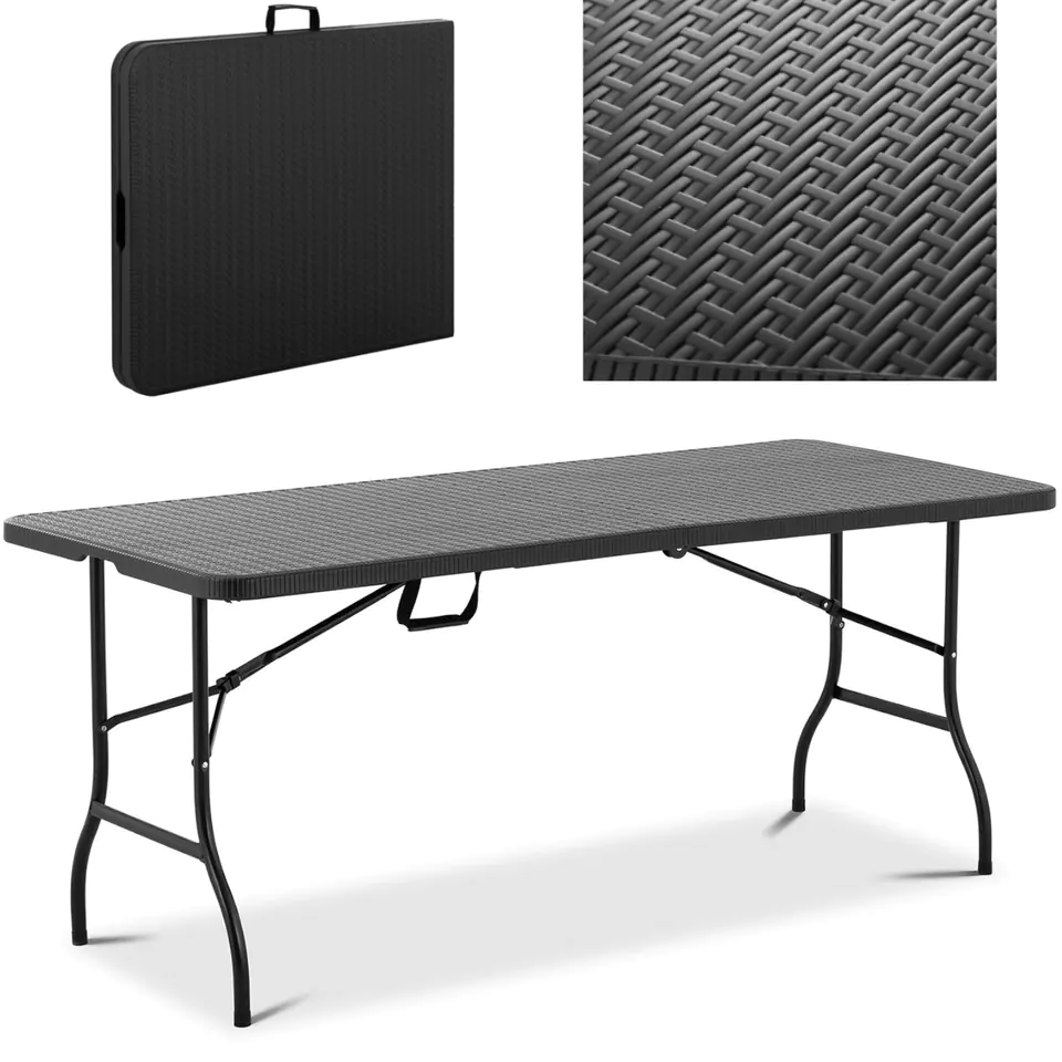 ⁨Garden catering table folding up to 150 kg 1830 x 750 x 740 mm black⁩ at Wasserman.eu