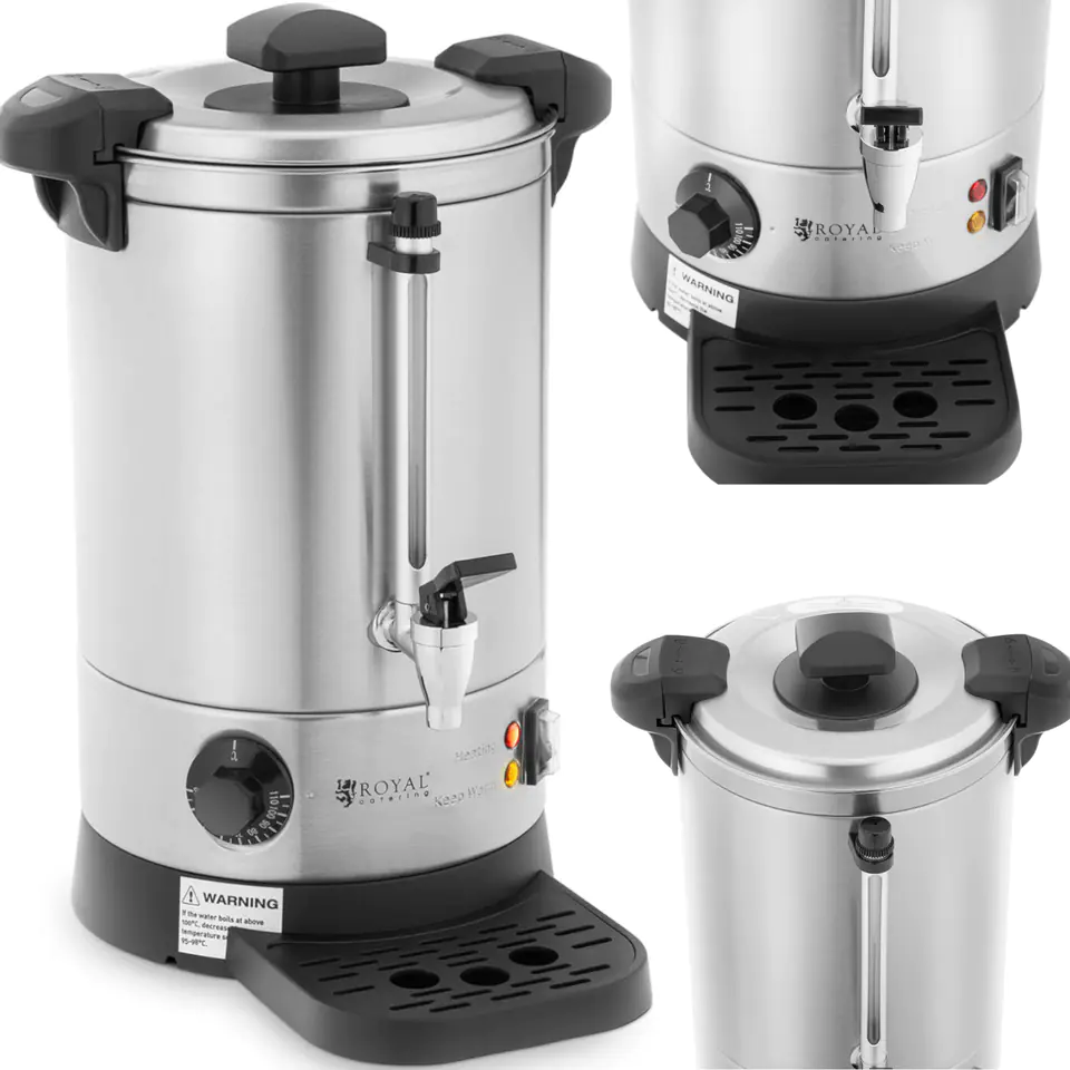 ⁨Cooker water heater with double wall and drainer 6.1 L 1500 W silver⁩ at Wasserman.eu