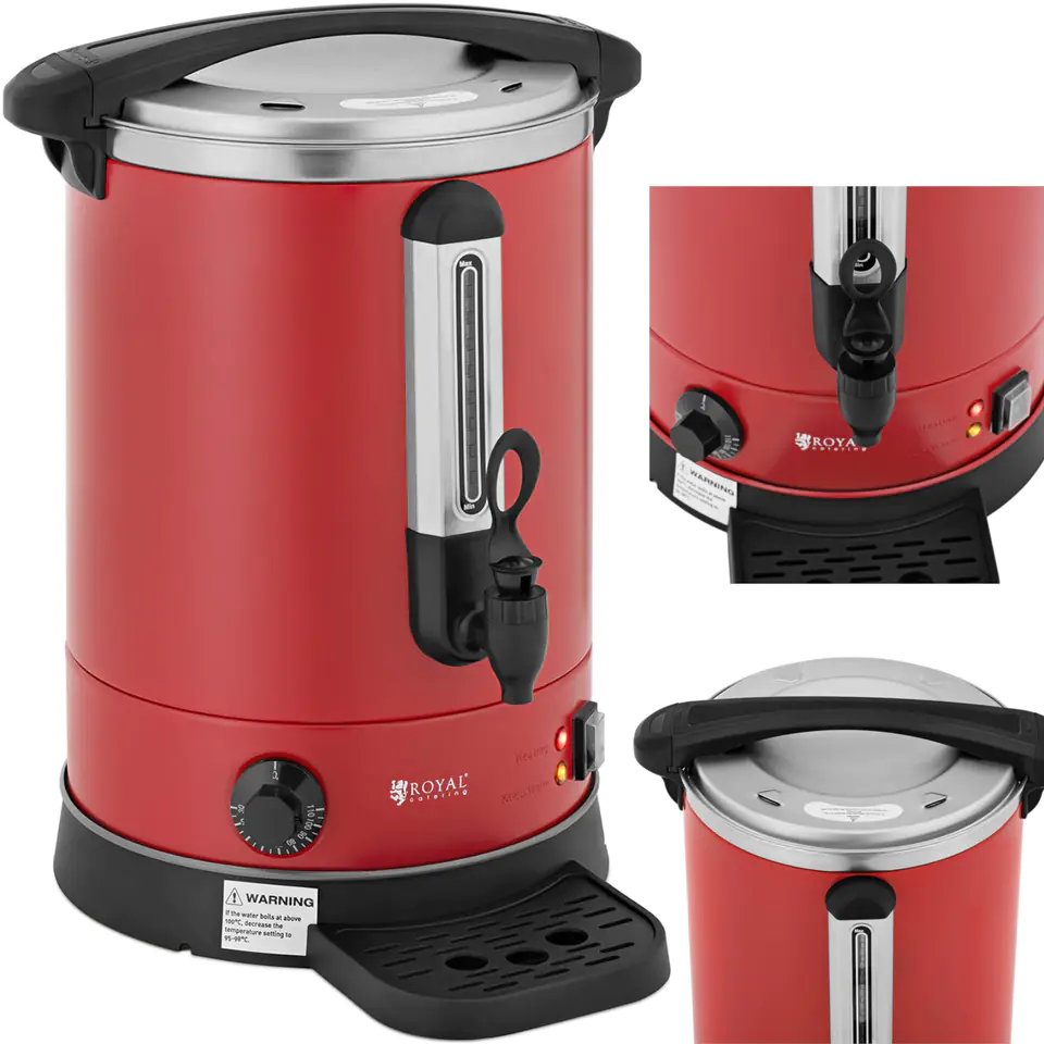 ⁨Cooker double wall water heater with drainer 13.5 L 2500 W red⁩ at Wasserman.eu