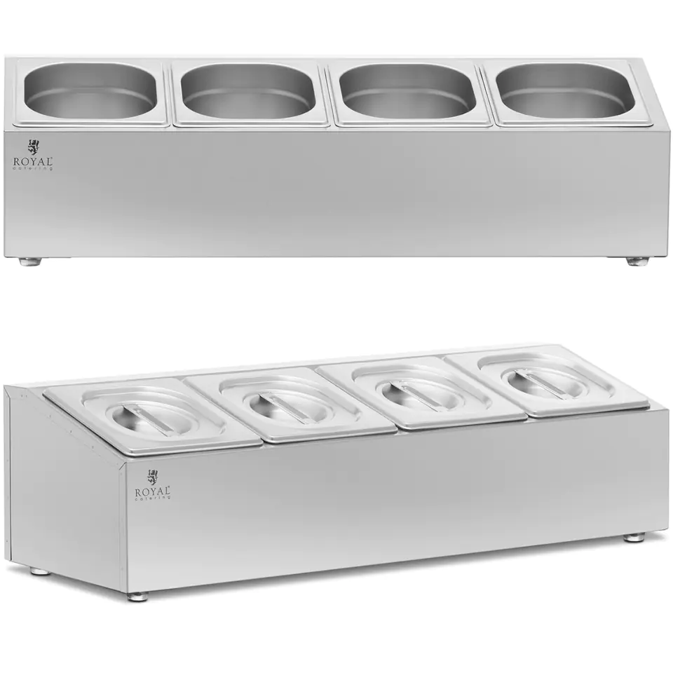 ⁨Display rack for catering containers 4 x GN 1/6 7.6 l + containers with lids⁩ at Wasserman.eu