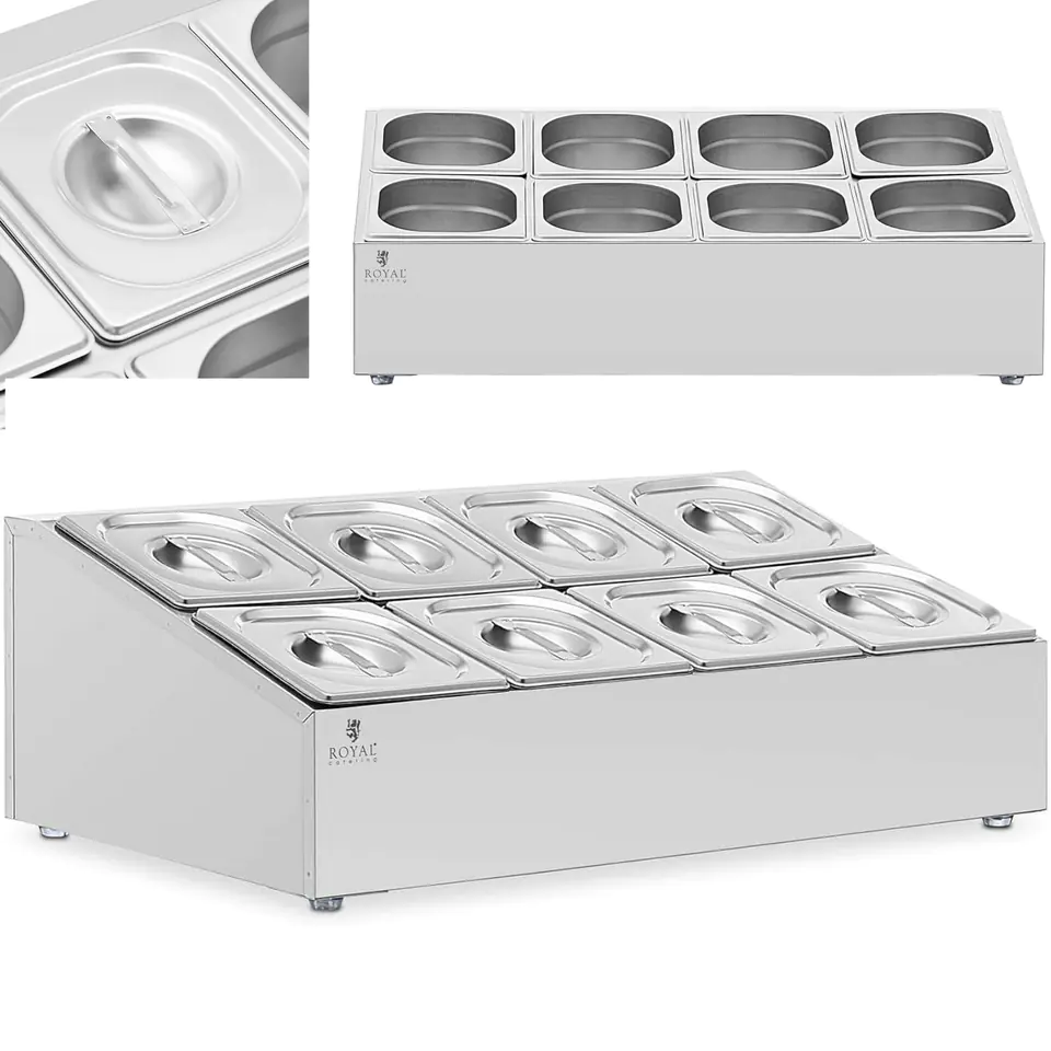 ⁨Display rack for catering containers 8 x GN 1/6 + containers with lids⁩ at Wasserman.eu