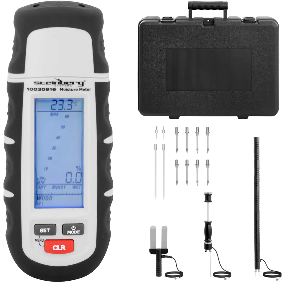 Moisture Meter Humidity Meter For Building Materials LCD 1-75% SET at Wasserman.eu
