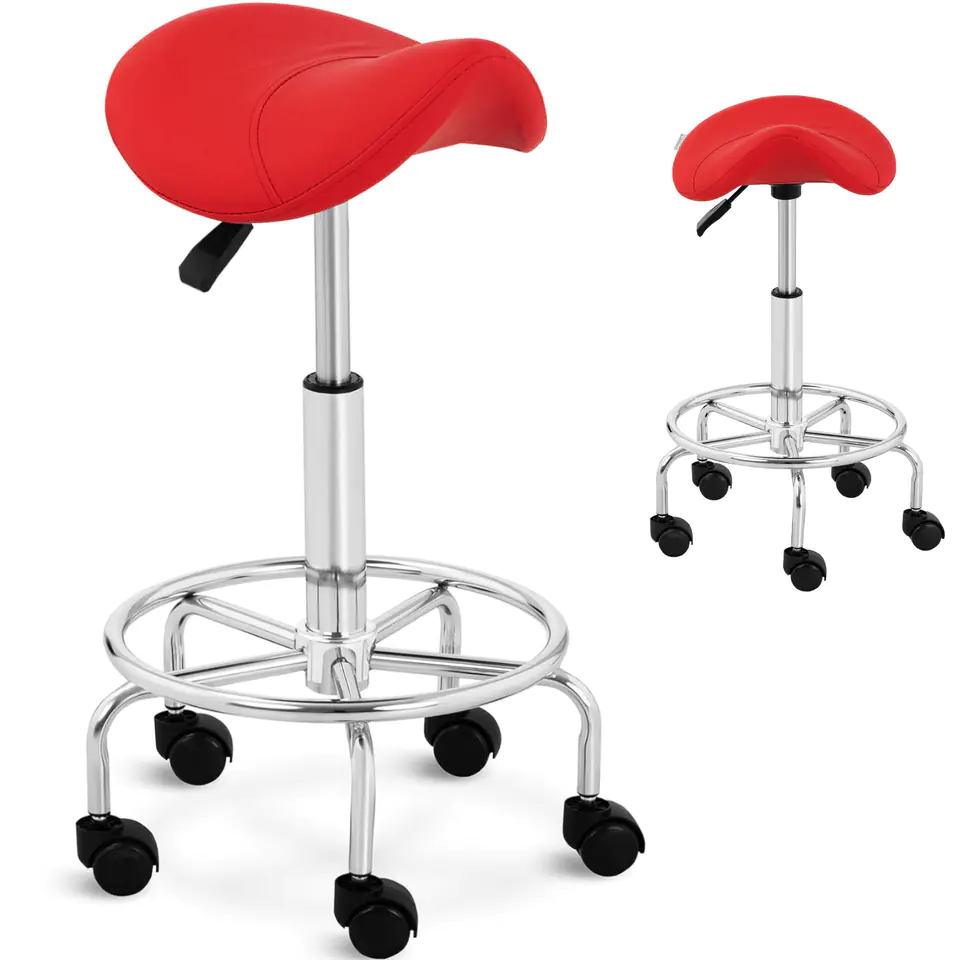 ⁨Stool stool stool for stool with a fifth wheel Frankfurt saddle stool up to 150 kg red⁩ at Wasserman.eu