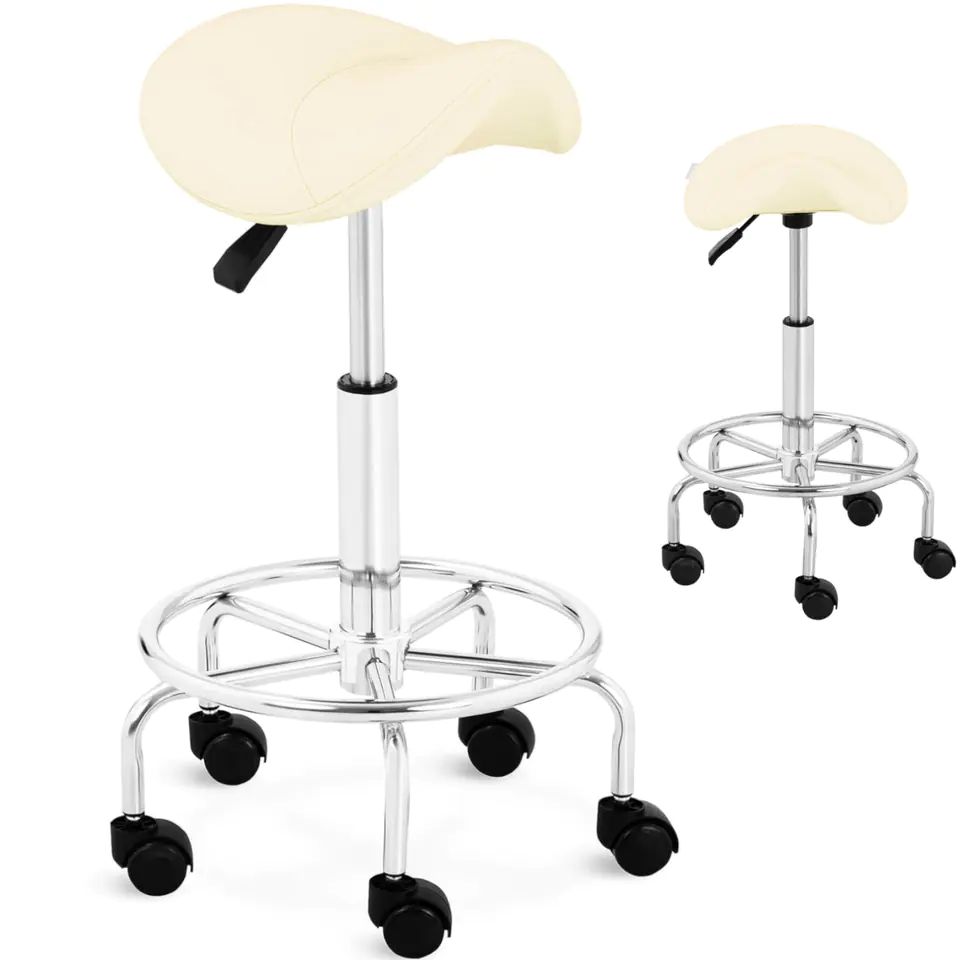 ⁨Stool stool Cosmetic stool saddle stool on wheels Frankfurt up to 150 kg beige⁩ at Wasserman.eu