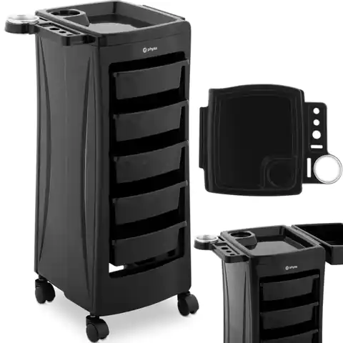 ⁨Hairdresser's assistant trolley with dryer holder, 5 drawers, shelf 485 x 380 mm⁩ at Wasserman.eu