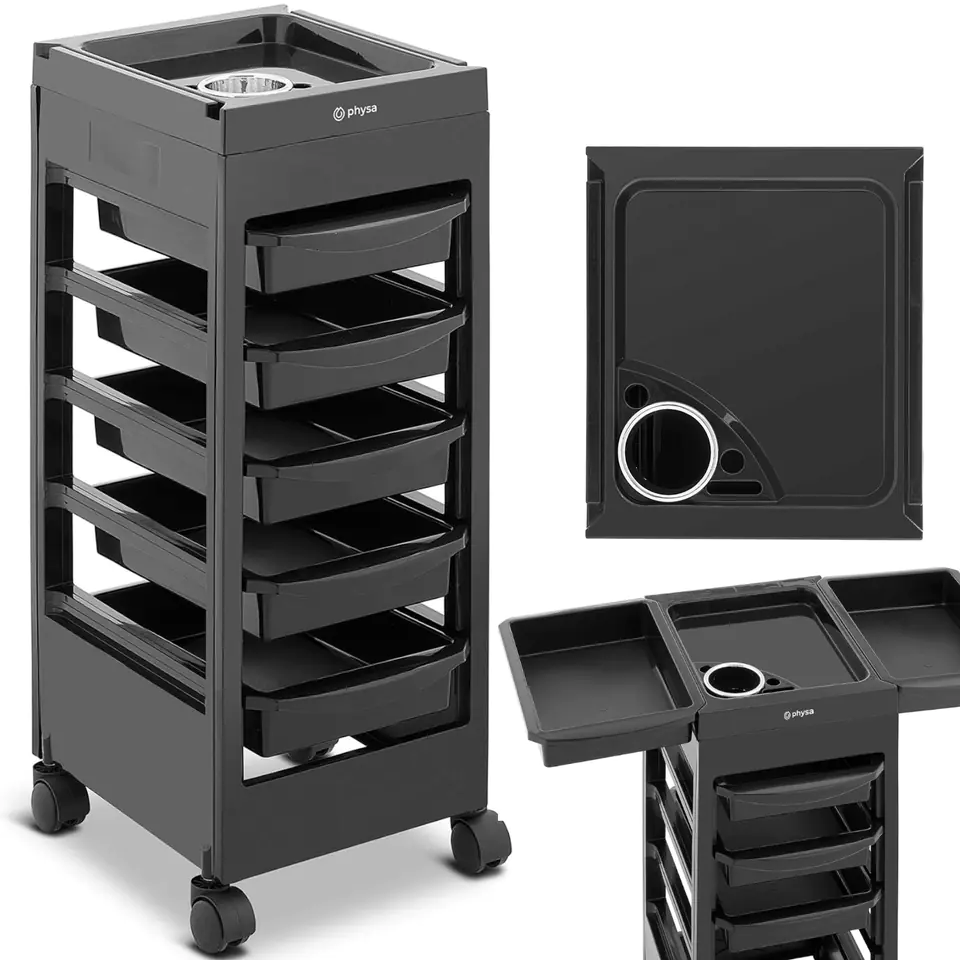 ⁨Hairdresser's assistant trolley with dryer holder, 5 drawers, shelf 495 x 284 mm⁩ at Wasserman.eu