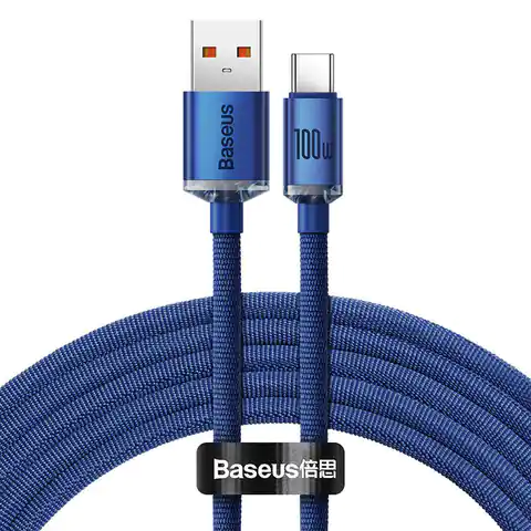 ⁨Baseus Crystal Shine USB to USB-C Cable, 100W, 1.2m (Blue)⁩ at Wasserman.eu