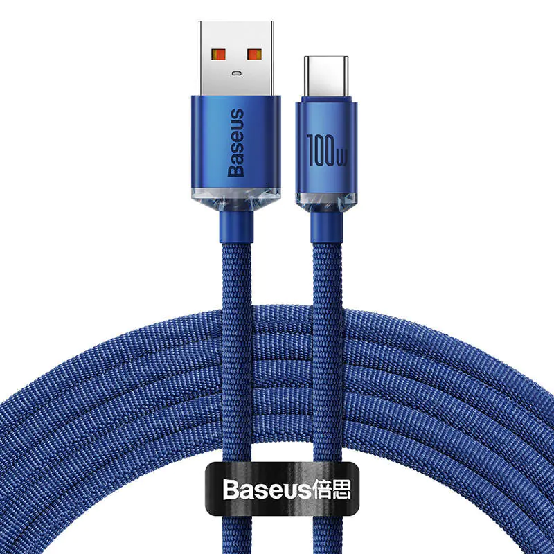 ⁨Baseus Crystal Shine USB to USB-C Cable, 100W, 1.2m (Blue)⁩ at Wasserman.eu