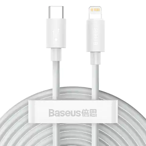 ⁨USB-C cable for Lightning Baseus Simple Wisdom, PD, 20W, 1.5m (white) 2pcs⁩ at Wasserman.eu