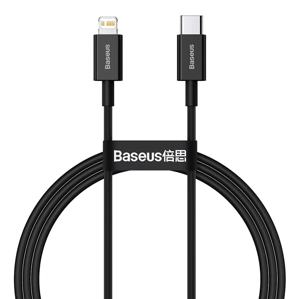 ⁨Kabel USB-C do Lightning Baseus Superior Series, 20W, PD, 1m (czarny)⁩ w sklepie Wasserman.eu