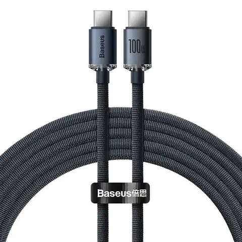 ⁨Kabel USB-C do USB-C Baseus Crystal Shine, 100W, 1.2m (czarny)⁩ w sklepie Wasserman.eu