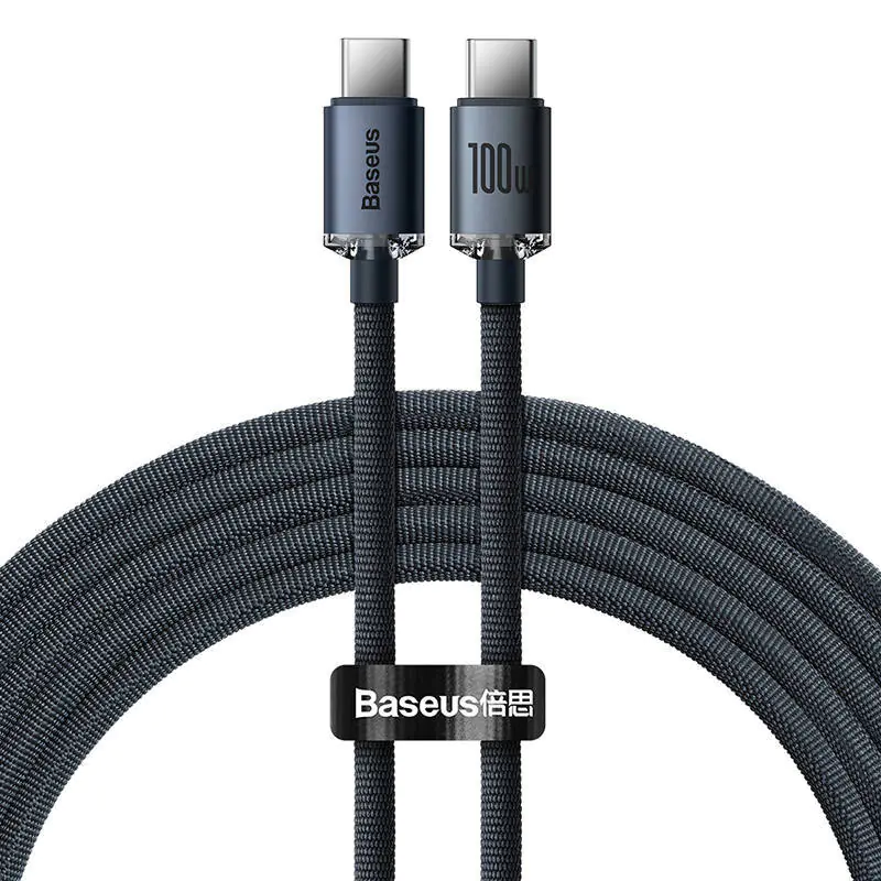 ⁨Baseus Crystal Shine USB-C to USB-C Cable, 100W, 1.2m (Black)⁩ at Wasserman.eu