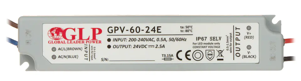 ZASILACZ IMPULSOWY 24V/2.5A/GPV-MINI w sklepie Wasserman.eu