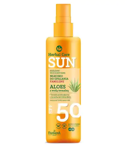 ⁨Farmona Herbal Care Sun Family Sun Suntan Milk SPF50 Aloe Vera with Thermal Water 200ml⁩ at Wasserman.eu