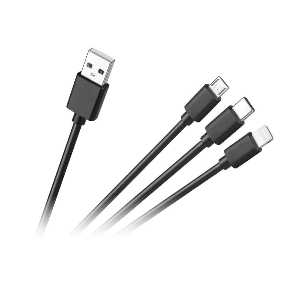 ⁨Kabel połączeniowy 3w1, USB A - micro/C/lightning  1.2m⁩ w sklepie Wasserman.eu