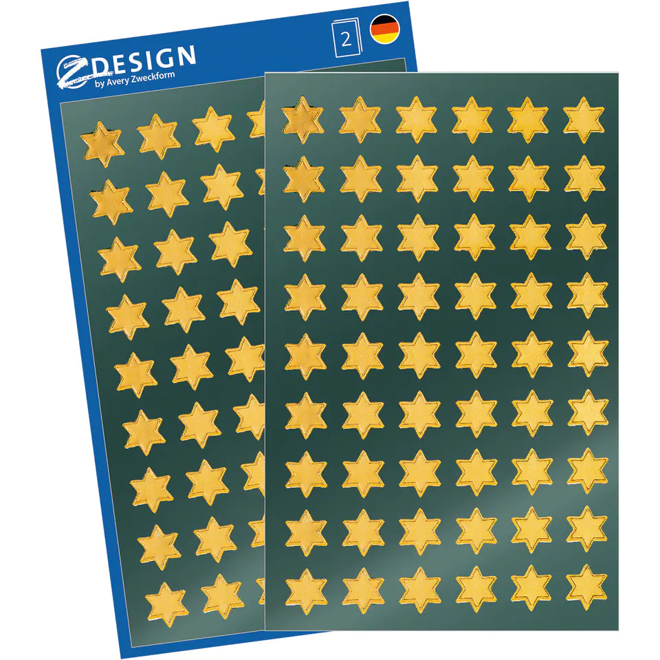 ⁨Z-Design Stickers - Golden Stars 52802 AVERY ZWECKFORM⁩ at Wasserman.eu