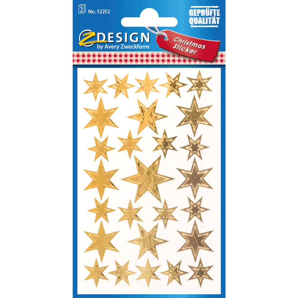 ⁨Z-Design Foil Stickers - Golden Stars 52252 AVERY ZWECKFORM⁩ at Wasserman.eu