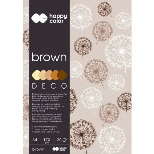 ⁨DECO BROWN HAPPY COLOR A4 block 20ark.170g 5 k olors HA 3717 2030-072⁩ at Wasserman.eu