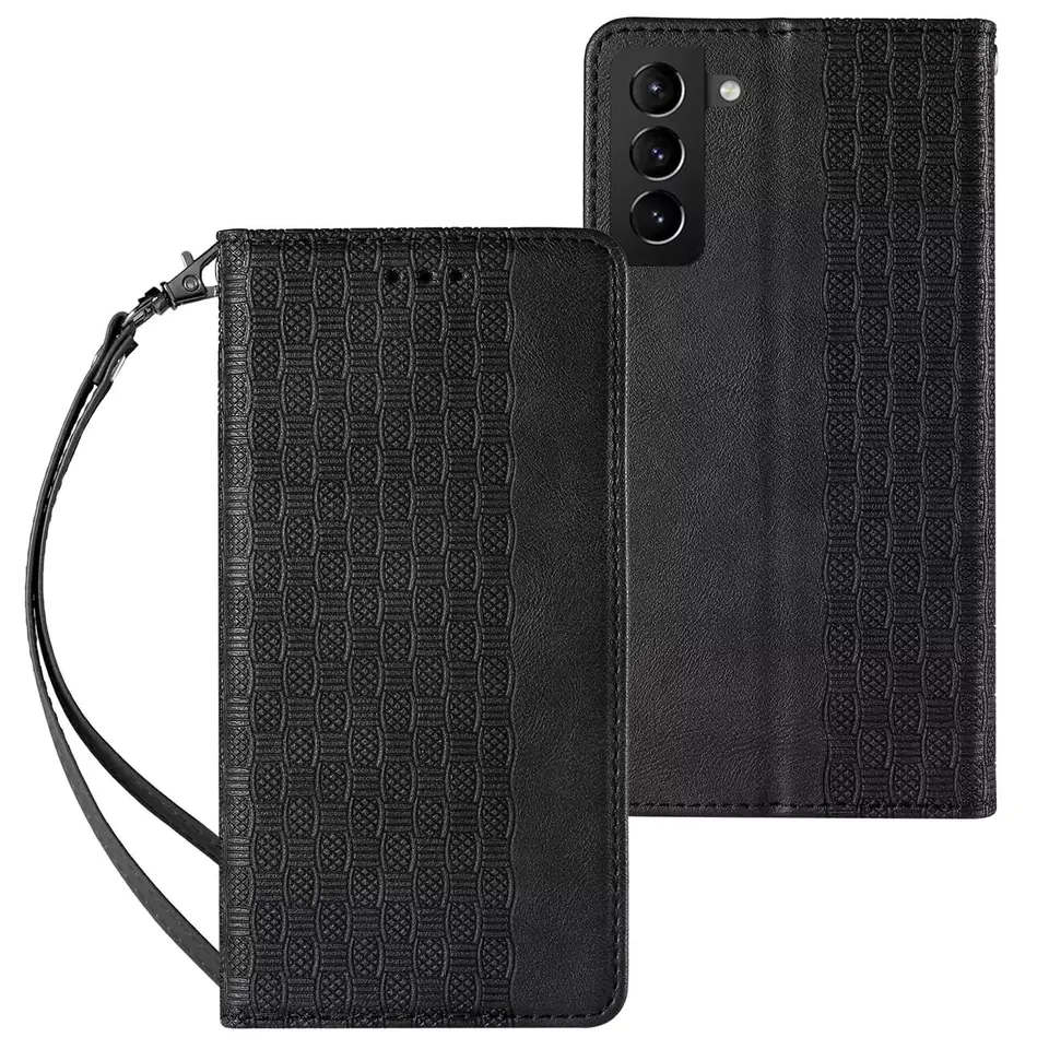 ⁨Magnet Strap Case Case for Samsung Galaxy S22+ (S22 Plus) Wallet Case + Mini Lanyard Pendant Black⁩ at Wasserman.eu