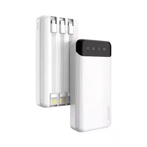 ⁨Dudao pojemny powerbank z 3 wbudowanymi kablami 20000mAh USB Typ C + micro USB + Lightning biały (Dudao K6Pro+)⁩ w sklepie Wasserman.eu