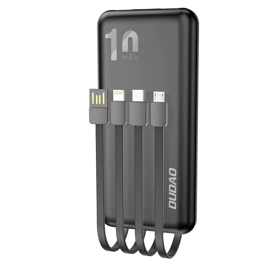⁨Dudao K6Pro uniwersalny powerbank 10000mAh z kablem USB, USB Typ C, Lightning czarny (K6Pro-black)⁩ w sklepie Wasserman.eu