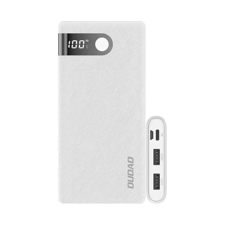 ⁨Dudao powerbank 10000 mAh 2x USB / USB Typ C / micro USB 2 A z ekranem LED biały (K9Pro-01)⁩ w sklepie Wasserman.eu