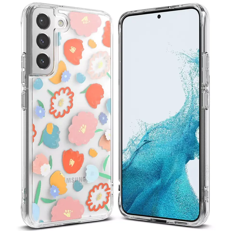 ⁨Ringke Fusion Design pancerne etui pokrowiec z żelową ramką Samsung Galaxy S22+ (S22 Plus) przezroczysty (Floral) (F593R31)⁩ w sklepie Wasserman.eu