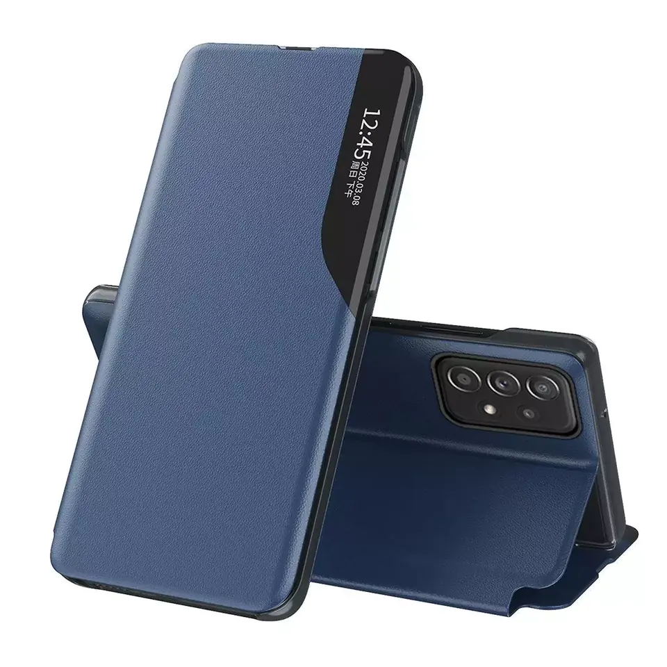 ⁨Eco Leather View Case elegant case with flip and stand function Samsung Galaxy A73 blue⁩ at Wasserman.eu