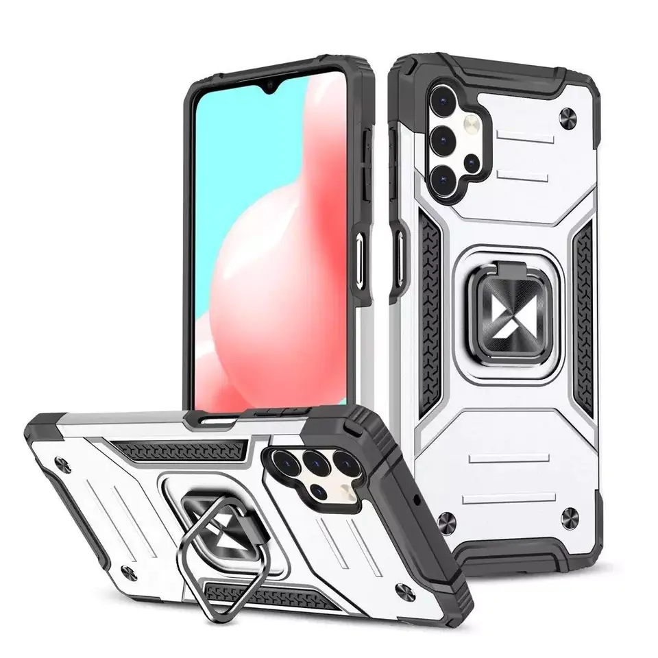 ⁨Wozinsky Ring Armor armored hybrid case case + magnetic holder for Samsung Galaxy A73 silver⁩ at Wasserman.eu
