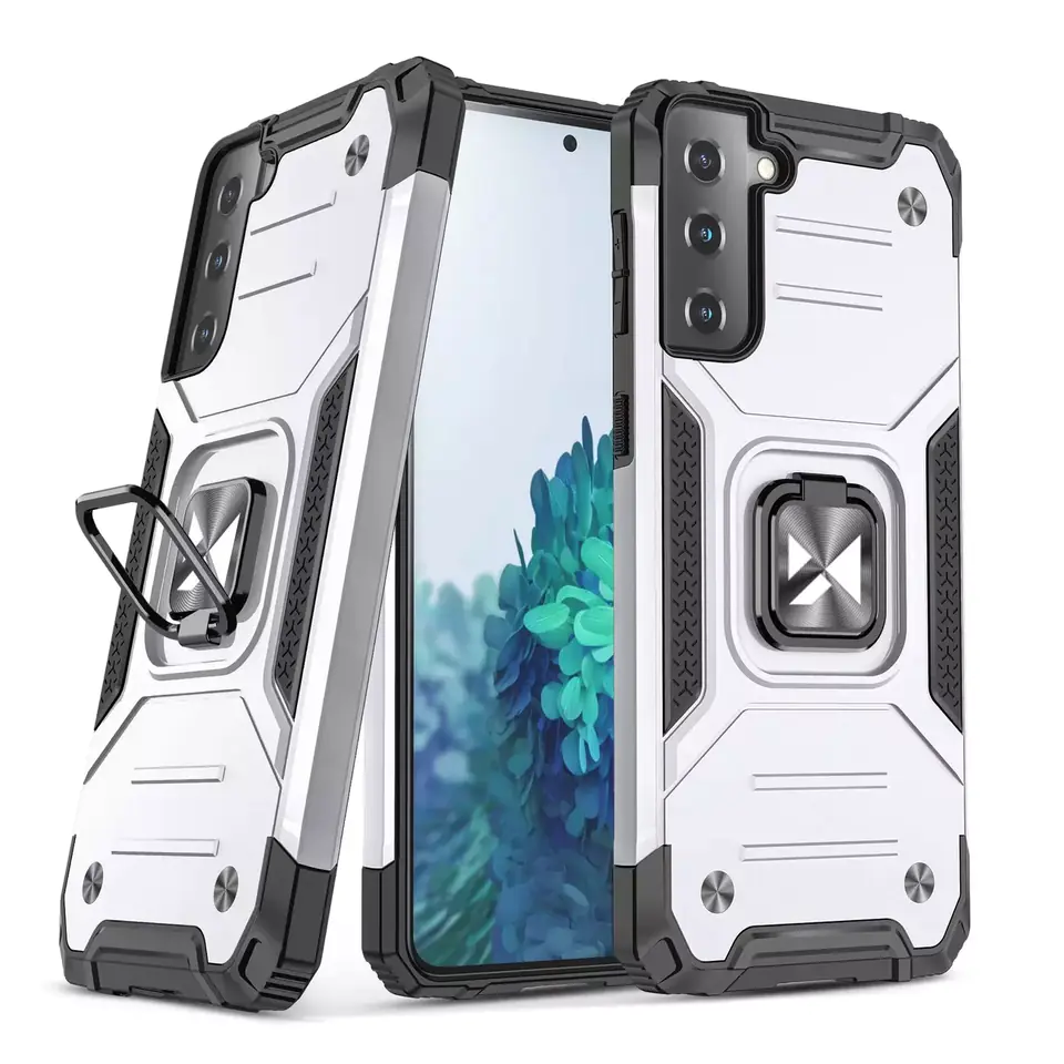 ⁨Wozinsky Ring Armor armored hybrid case cover + magnetic holder Samsung Galaxy S22+ (S22 Plus) silver⁩ at Wasserman.eu