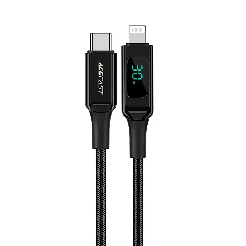 ⁨Acefast kabel MFI USB Typ C - Lightning 1,2m, 30W, 3A czarny (C6-01 Black)⁩ w sklepie Wasserman.eu