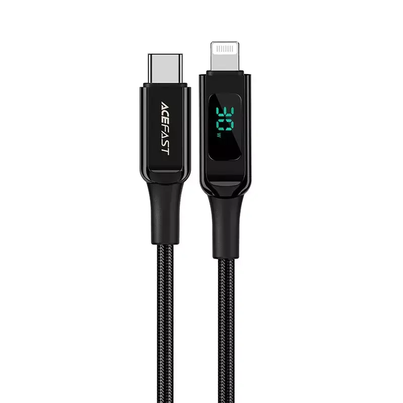 ⁨Acefast USB MFI Cable Type C - Lightning 1.2m, 30W, 3A Black (C6-01 Black)⁩ at Wasserman.eu