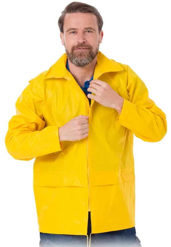 ⁨RAIN JACKET WITH HOOD YELLOW KPNPY SIZE M⁩ at Wasserman.eu