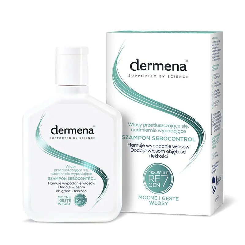 ⁨Dermena Supported By Science Szampon Sebocontrol do włosów przetłuszczających się i nadmiernie wypadających 200ml⁩ w sklepie Wasserman.eu