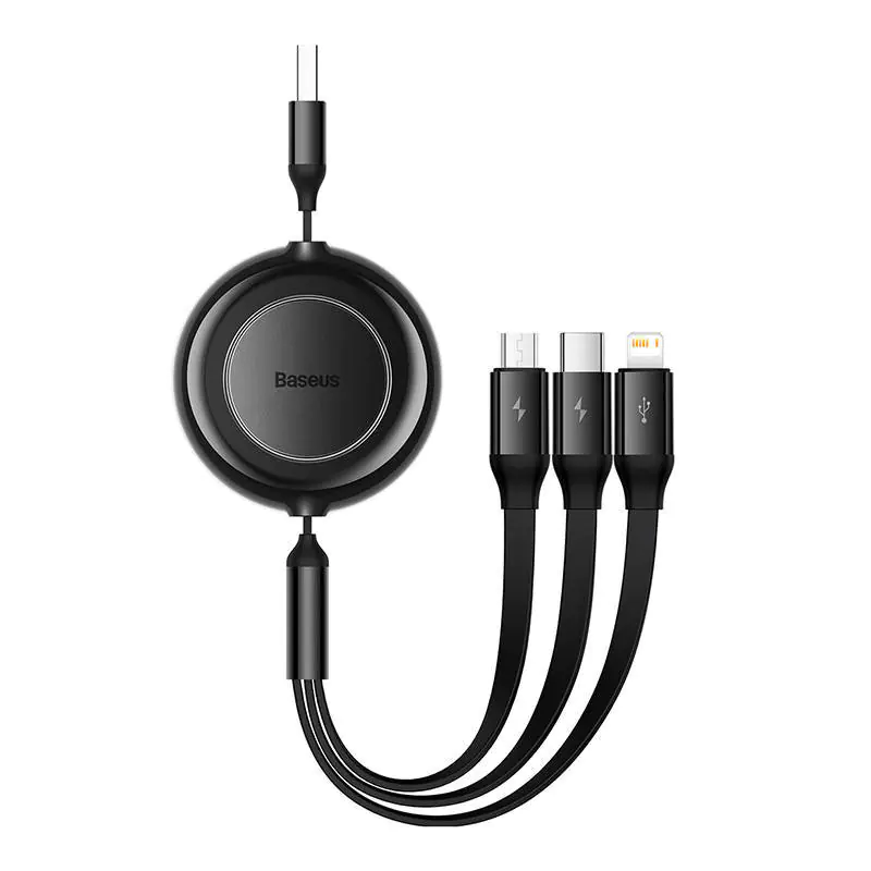 ⁨Baseus Bright Mirror 2 USB 3in1 cable, micro USB / Lightning / USB-C, slim, 3.5A, 1.1m (black)⁩ at Wasserman.eu